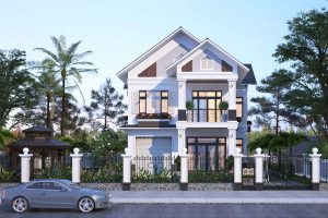 thiết kế biệt thự hai tầng mái thái