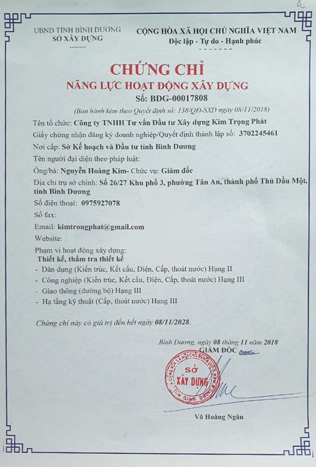 Bản kê khai năng lực công ty